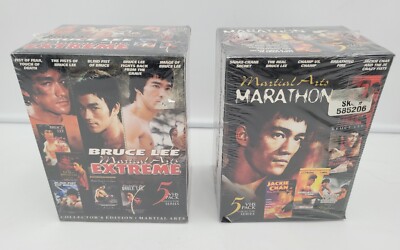 2 Bruce Lee Vhs 5 Pks Martial Arts Extreme & Martial Arts Marathon NEW SEALED