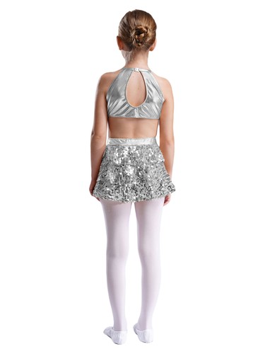 Girls Sundress Sequins Skirt Ballerina Dress Cutout Dress Up Sparkle Uniform - Picture 23 of 94