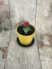 GOEBEL Jam Pot Vintage West German - Berry  leaf on top YELLOW, GREAT CONDITION