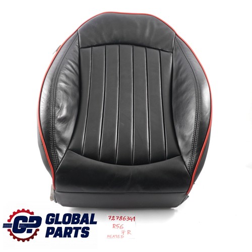 Seat Backrest Heated Mini R56 R57 Front Right O/S JCW Sport Cover Leather Black - Picture 14 of 14