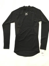 New Russell Athletic Dri-Power Stretch Black Base Layer Mock Neck Long Sleeves M