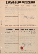 Dokumente 1943/44 DEMAG Motorenwerke AG Darmstadt WK2 mit Gaudiplom Markierung