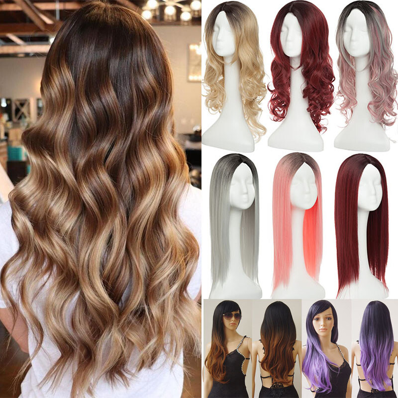 Full Wig Long Curly Straight Synthetic Hair With Blonde Wigs  display picture 1