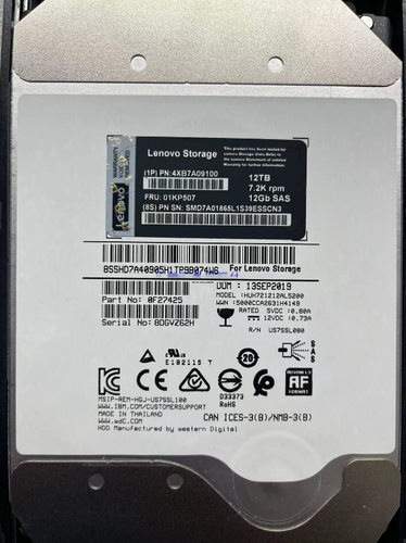 Lenovo 4XB7A09100 01KP507 12TB 12G SAS 3.5'' D1212 DS2200 DS4200 HDD Hard Drive - Picture 3 of 4