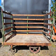 VINTAGE wooden INDUSTRIAL luggage RAILROAD steam punk CART Fairbanks