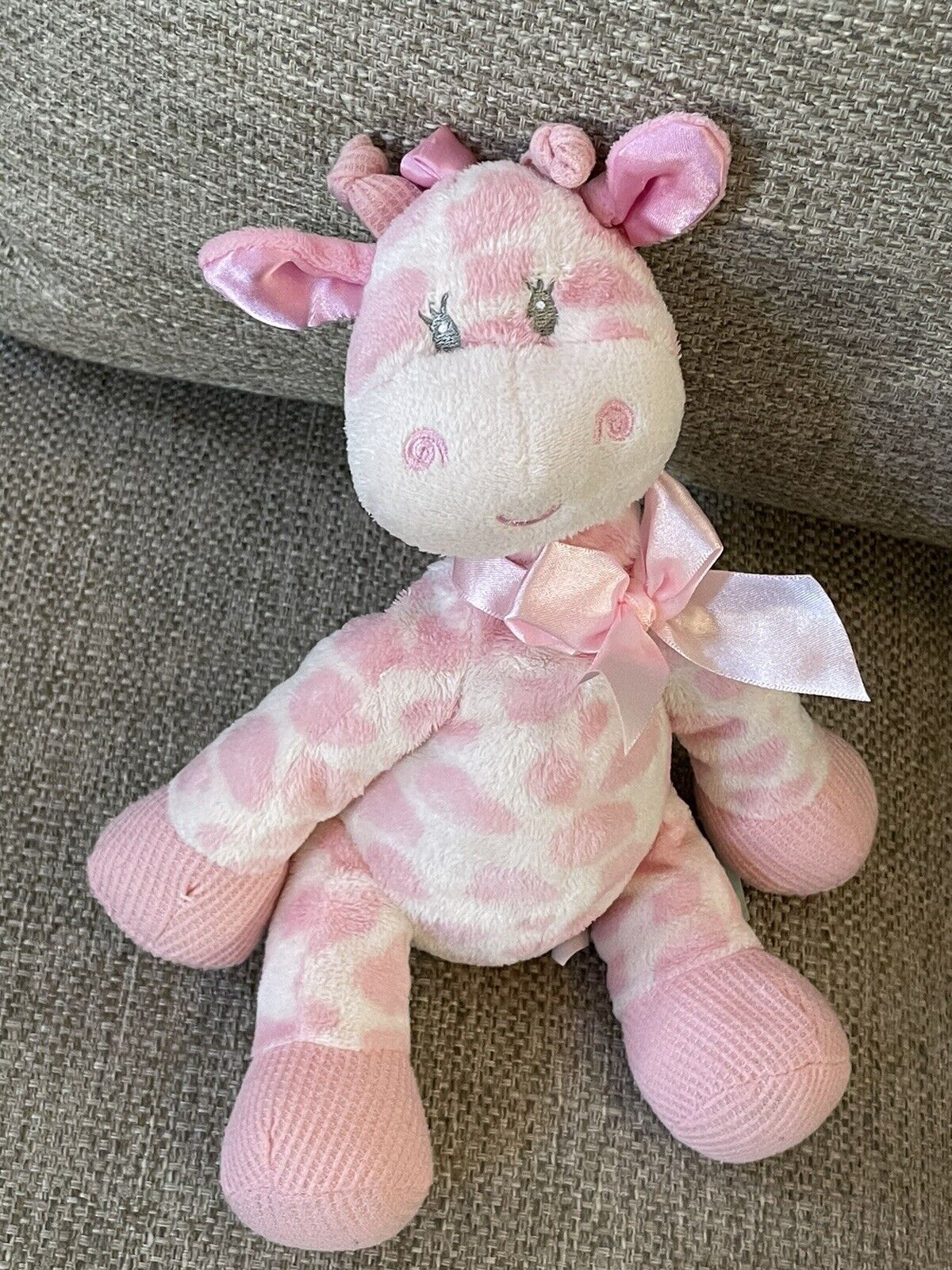 First & Main 9" Jingles the Pink Giraffe Rattle Plush Toy Stuffed Animal