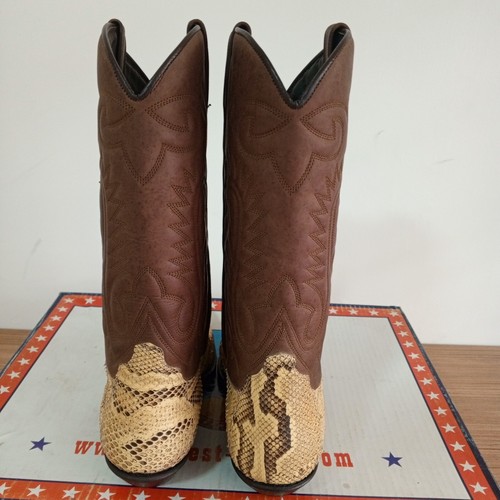 GO WEST BOOTS CHIHUAHUA PYTHON BROWN/YELLOW SIZE 10 - Picture 10 of 18