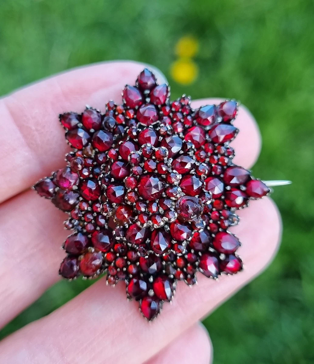 Antique garnet brooch Antique brooch with Czech garnet Garnet brooch
