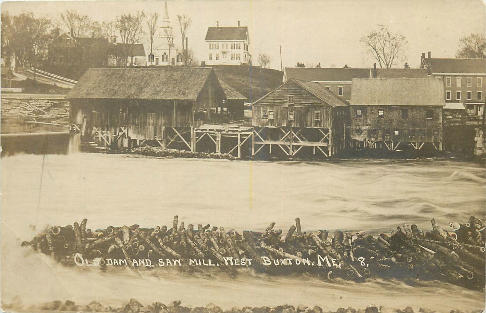 c1910 West Buxton Maine Lumber Sawmill Old Mill RPPC Postcard 25-4462