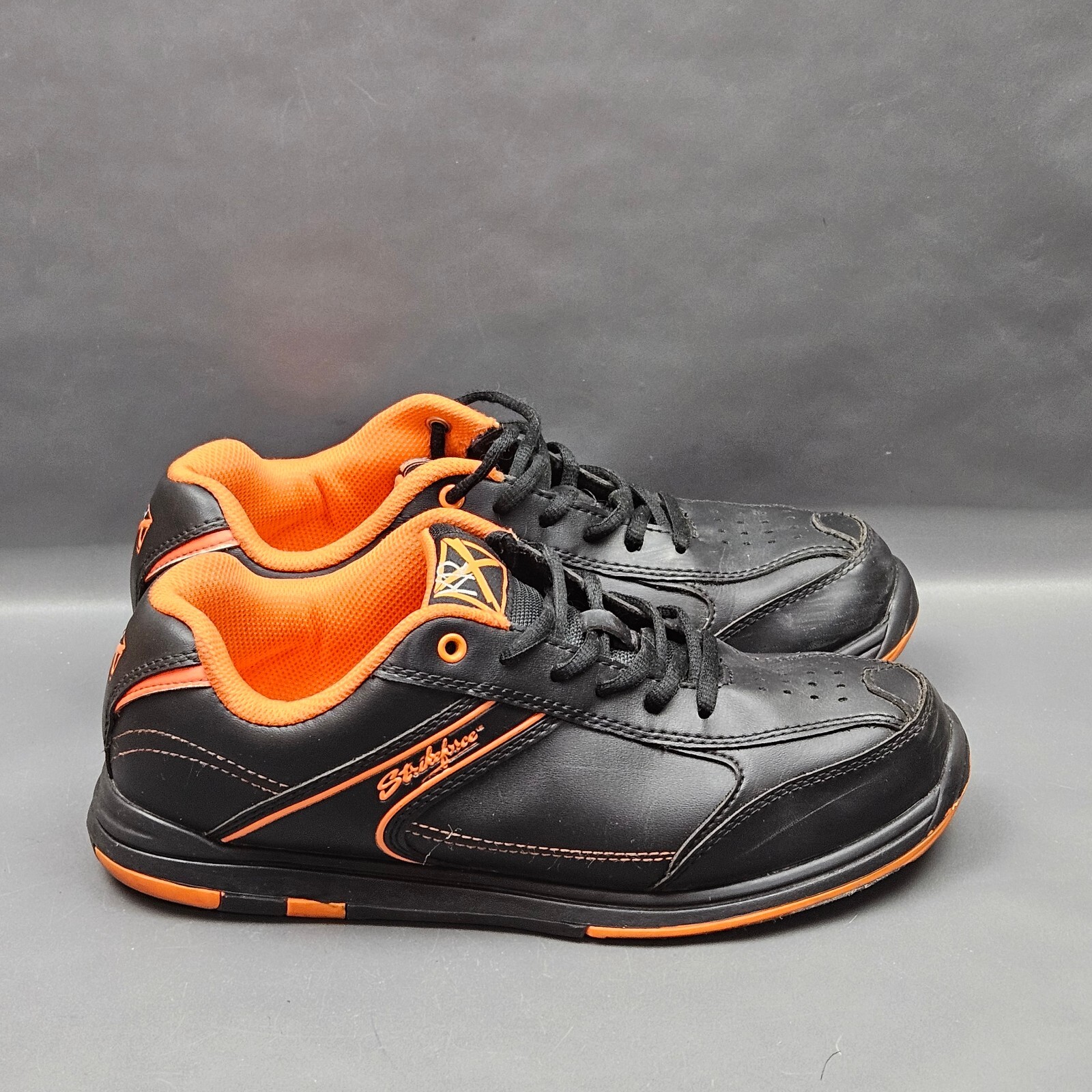 9 Black Orange Faux Leather Sneakers
