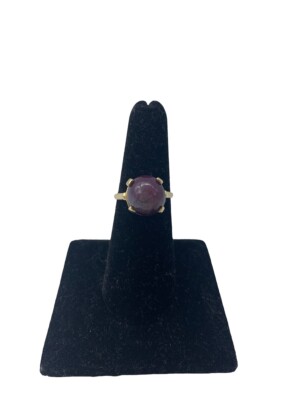 Cabochon Ring rund Stern Rubin 14 Karat Gelbgold Größe 6