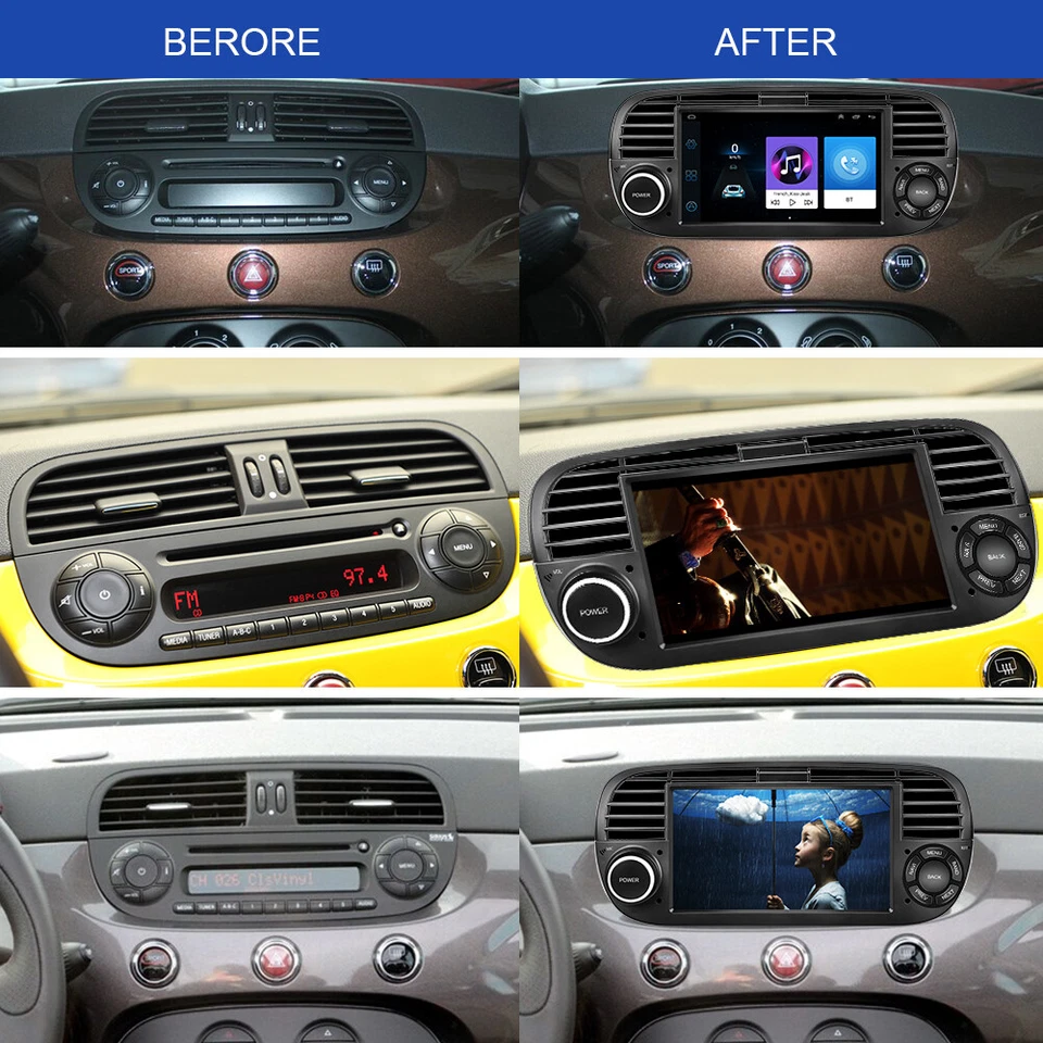 7" Android 10.0 DSP Car GPS Stereo Radio Multimedia for Fiat 500 2007-2015 Black Foto 2 de 4