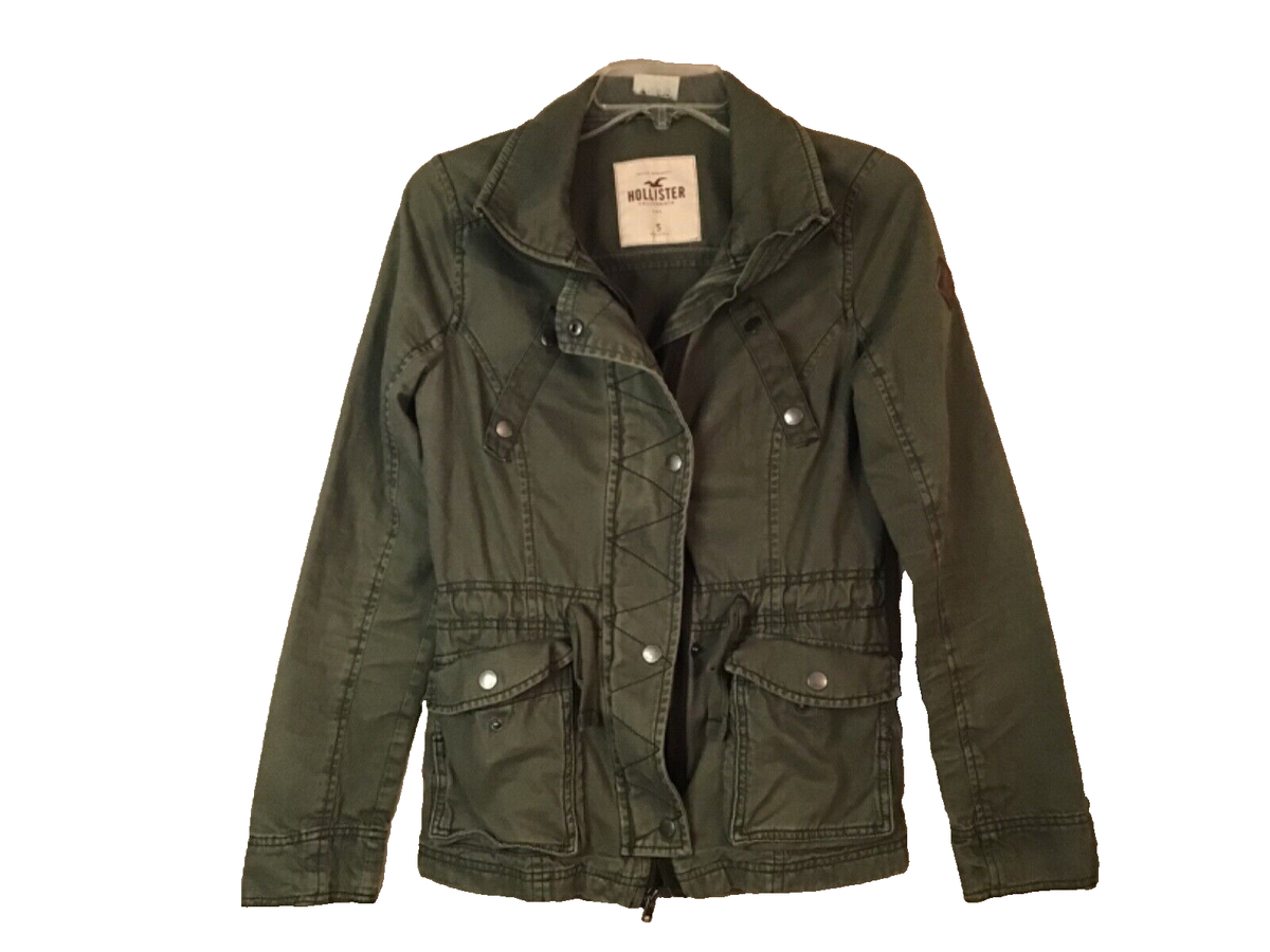 VINTAGE Women's Holliter Green Cargo Jacket Light Jacket w/ Drawstring Sz  S