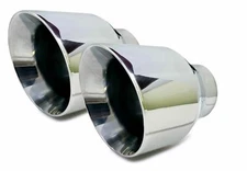 Two  Round Exhaust tips 2.5" Bolt on Stainless Steel Dual Wall