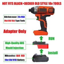 1 Adaptor for Milwaukee M18 RED Battery To Power for Black+Decker 20V MAX Tools