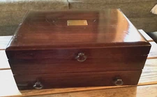 Reed & Barton Anti-Tarnish Wood Silverware Flatware Storage Chest Box w/Drawer 