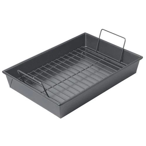 Professional Roast Pan with Non-Stick Rack, 13-Inch-by-9-Inch, Gray