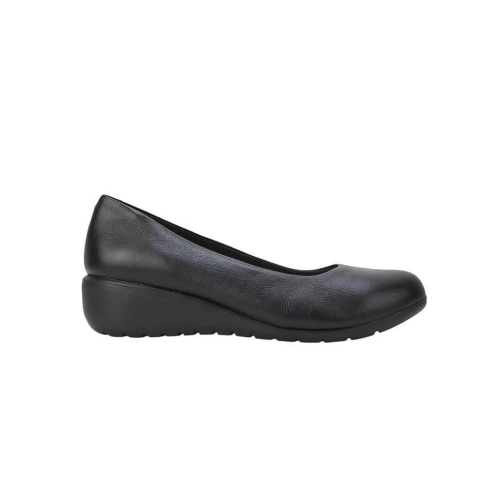 Womens Hush Puppies Dylan Black Wedge Leather Ladies Shoes