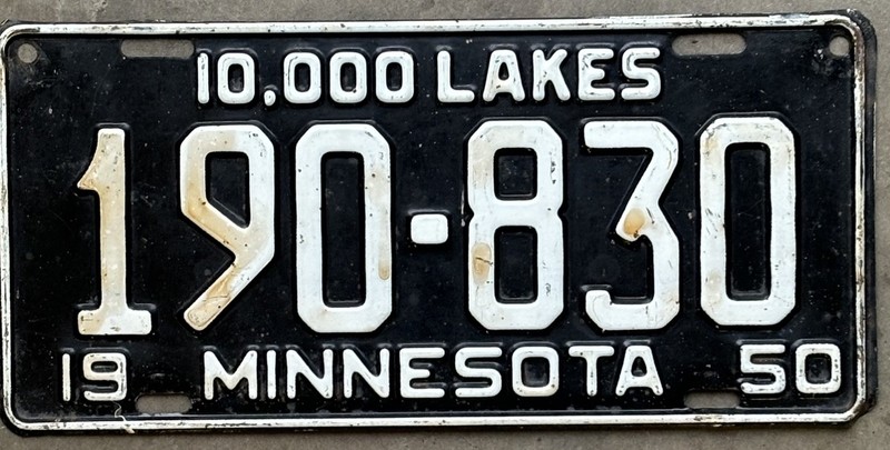 1950 Minnesota License Plate