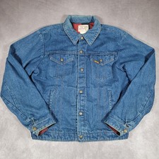 Vintage Saddle King Jacket Mens Large 42 Western Blue Denim Snap Lined 90s USA