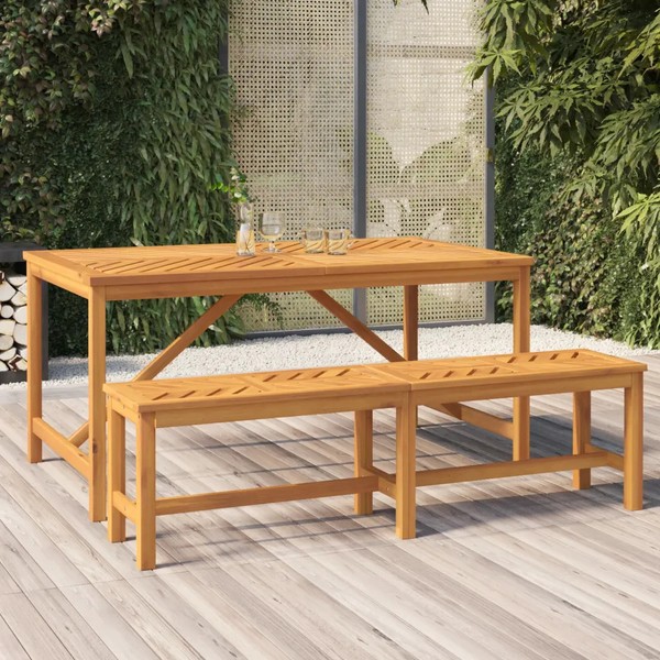 Gartenbank Massivholz Akazie 150 Cm Sitzbank Holz FüR Garten Terrasse Balkon-image