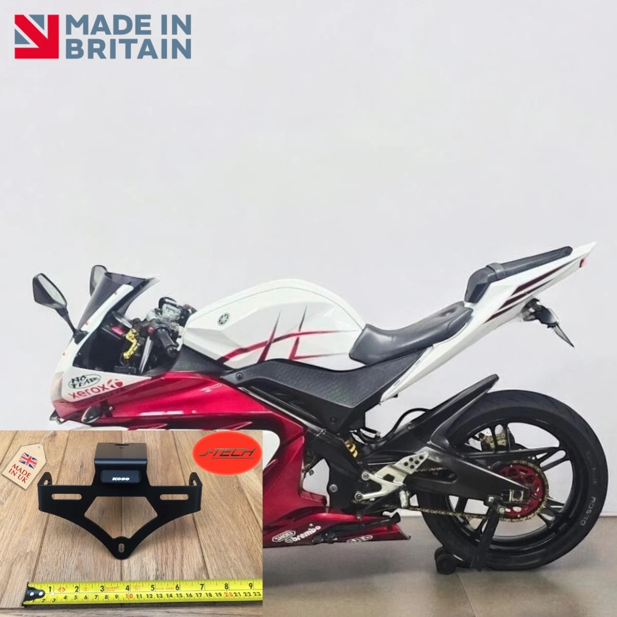 Portamatrículas Yamaha YZF R125 Tail Tidy - 2008 A 2013 - Incluye Microluz Triple LED - J-TECH