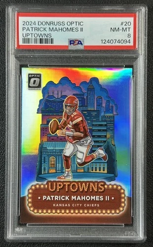 PATRICK MAHOMES II PSA 8 2024 PANINI DONRUSS OPTIC #20 UPTOWNS PRIZM SSP 094