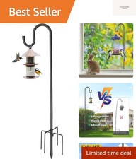 48" Shepherds Hooks for Outdoor, Bird Feeder Pole with 5 Prong Base, Adjustab...
