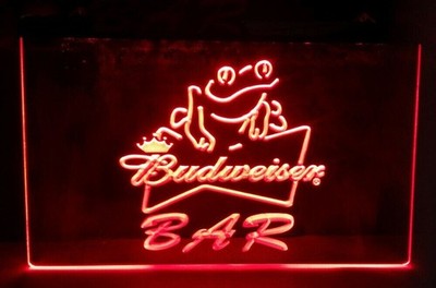 Budweiser Frog Bar Bierkneipe LED Neon Light Sign Home Room Geschenk Dekor...