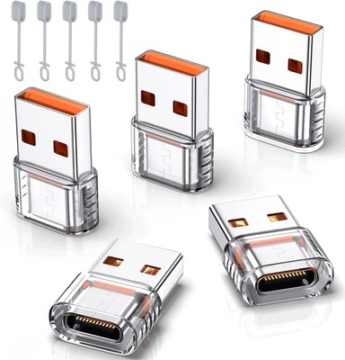 USB A to Type C Female Adapter (5 Pack )USB c Female to USB A Male OTG Type C