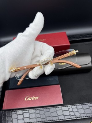 Original Cartier Holz Randlos Rahmen - Custom 925 Hardware Lab Created Diamanten