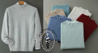  6 Farb. 100% NERZ KASCHMIR WOLLE ROLLKRAGENPULLOVER SKI MINK CASHMERE SWEATER