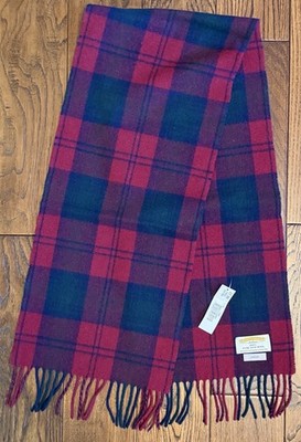 James Pringle Weavers Scotland Lindsay 100% Pure New Wool Scarf Plaid 10.5 x50