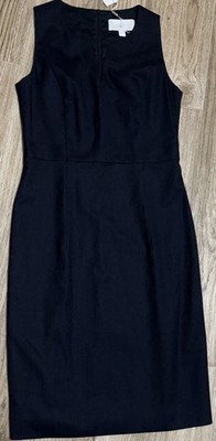 Hugo Boss black Pinstripe Sheath Dress Lined Office Career US 4 Zipper