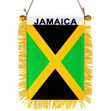 4 x 6 Inch Small Mini Jamaica Flag Double Sided Fringy Suction Cup Car Hanging