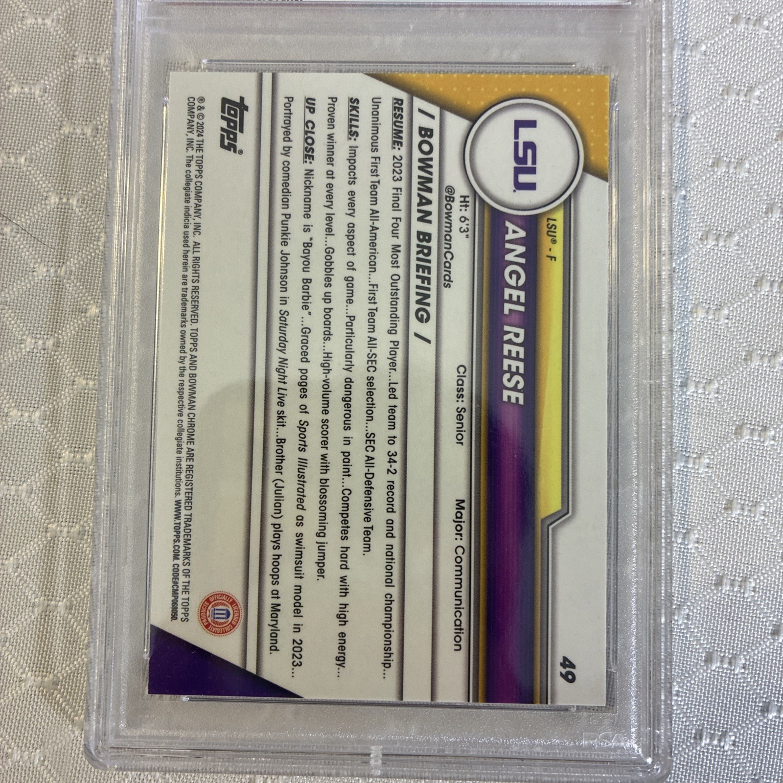 2023 BOWMAN UNIVERSITY CHROME #49 ANGEL REESE PSA 10 view 6
