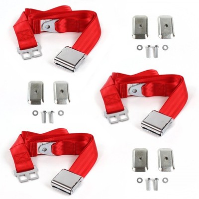 AMC Gremlin 1970 - 1979 Airplane 2pt Red Lap Bench Blt Kit w/BKTS 3 Belts  