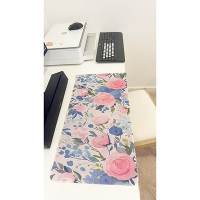 Soft Pastel Floral Rose Oversized Mouse Pad 23.6'' X 11.5'' Keyboard Desk Mat