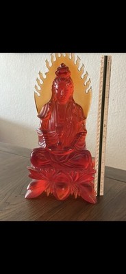 Reddish-Orange Liu Li Guanyin Statue
