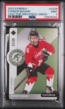 2023 UD SYNERGY CAST FOR GREATNESS GREEN #CG36 CONNOR BEDARD 22/50 PSA 9