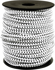 Bungee Cord Roll 1/8 Inch X 100 Feet, White Black Heavy Duty Elastic Shock Cord
