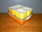 Vintage Pyrex Citrus Fridgie #501 (2), 502, 503 w/Lids 8-piece Refrigerator Set