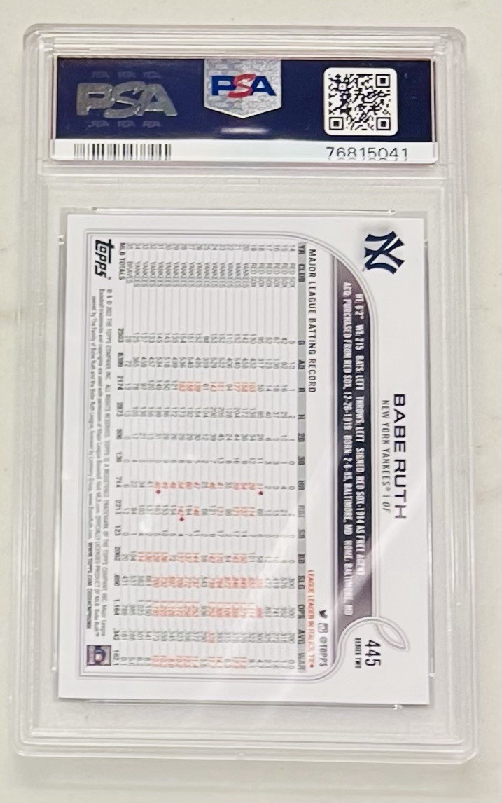 2022 TOPPS SSP BABE RUTH PSA 10 view 2