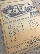 Vintage 1948 Spanish Colonial Home Blueprint Triflex Service Washington DC Plan