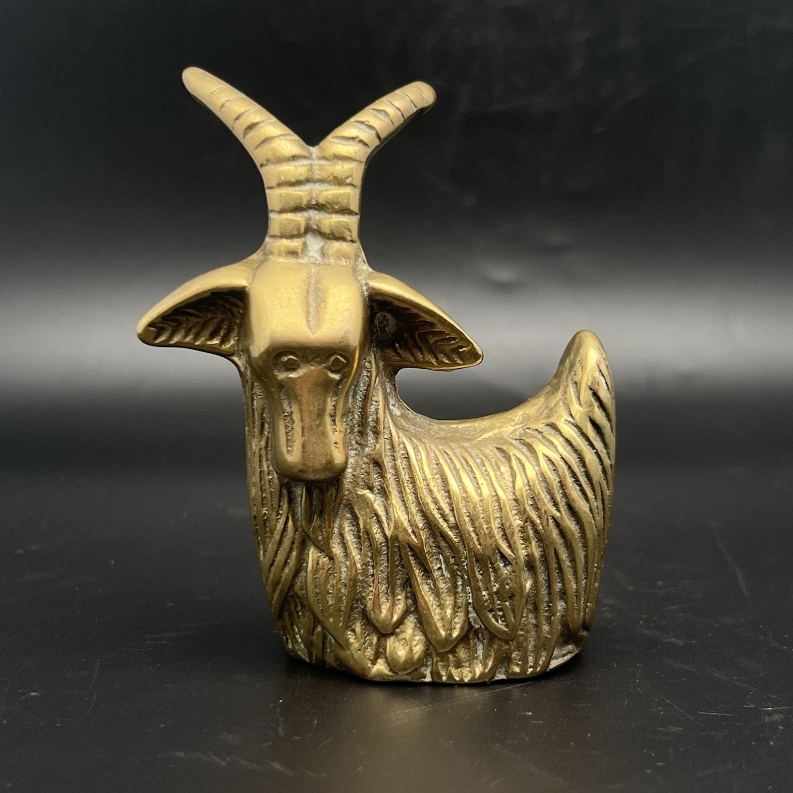 Vintage Mid-Century Brass Rocky Mountain Goat Figurine 3.5 Inch Tall