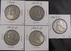 Franklin Half Dollar Lot of 5 • 90% Silver • Circulated • Nice Detail