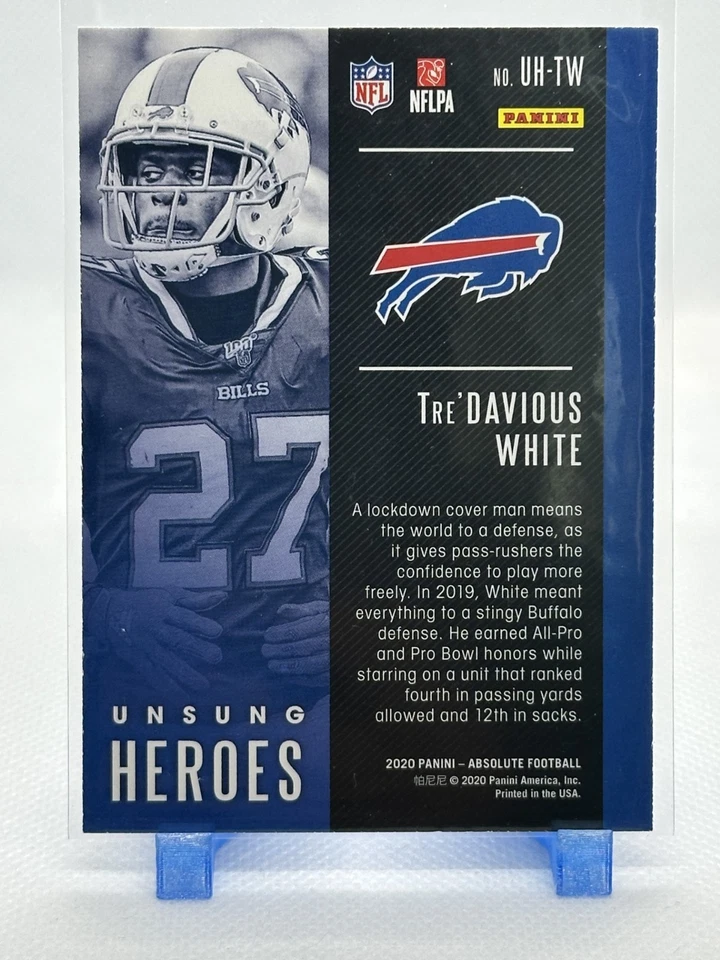 Tre'Davious White 2020 Panini Absolute - Unsung Heroes #UH-TW - Buffalo Bills - Image 2 of 2