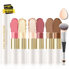 6 Colors Cream Contour Stick Makeup Kit, Double-Ended Cream Highlighter Stick Br