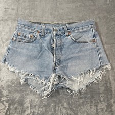 Levis 501 Shorts Womens 29 Vintage Light Wash High Rise Button Fly Cut Off