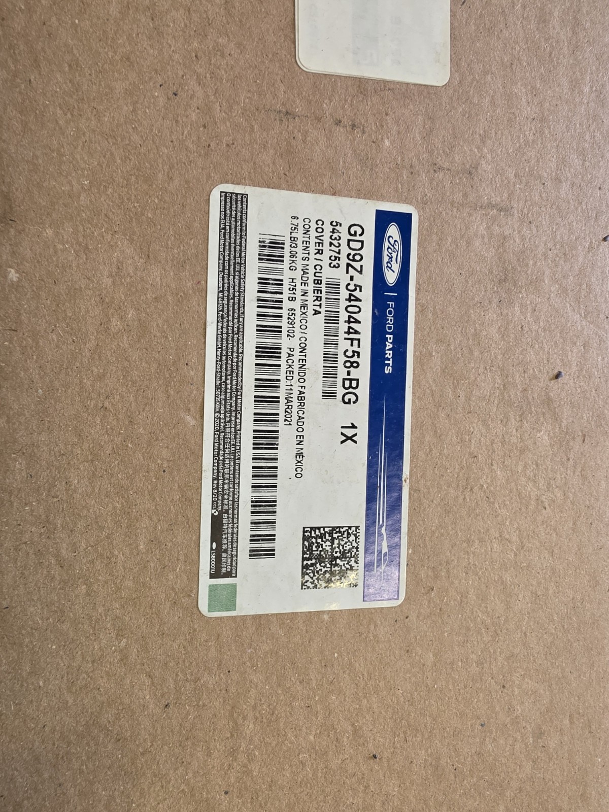 Genuine Ford Upper Panel GD9Z-54044F58-FB 2017-2020 Lincoln Continental Espresso
